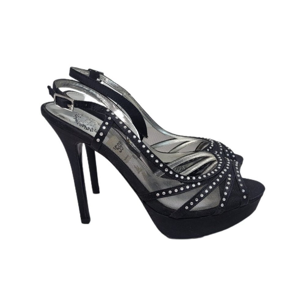 I.Miller Womens Size 6.5M Slingback Strappy Stilettos Shoes Silver Rhinestone